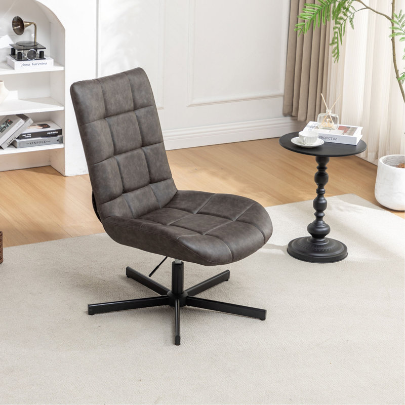 Fauteuil d'appoint pivotant en similicuir Roundhill Furniture Arlena, Brun