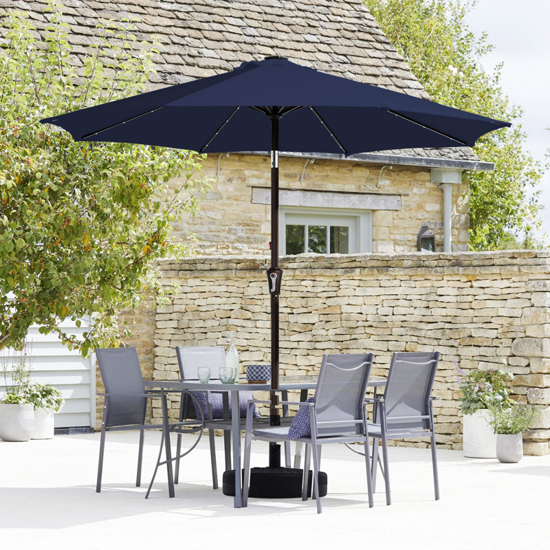 Parasol de marché avec manivelle Beka, Marine, H 94,5 po x l 120 po x P 120 po