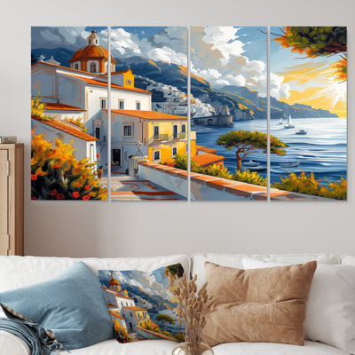 «Vintage Amalfi Coast Landscape II», ensemble de reproductions d'art mural Italie