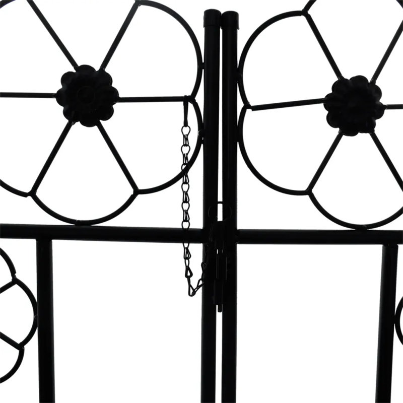 115cm W x 37cm D Iron Arbour Gate with Gate in Black