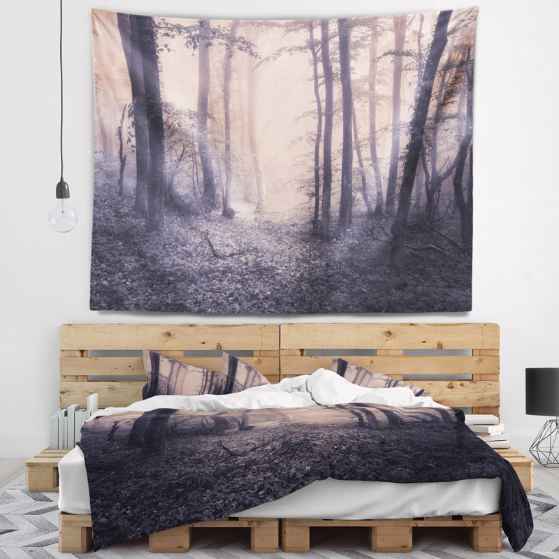 Tapisserie de brouillard dans la forêt de printemps Landscape, H 32 po x l 39 po