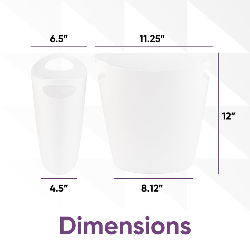Mini poubelle en plastique 2 gallons Superio, Blanc