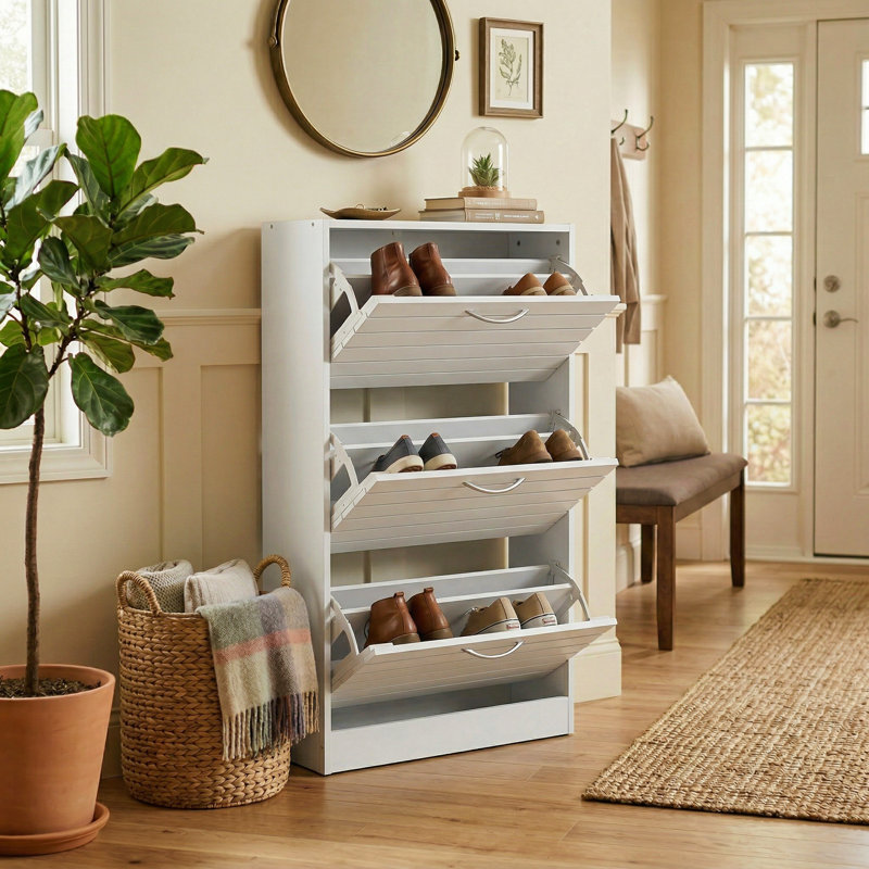 10-12 Pair Shoe Storage Cabinet, White