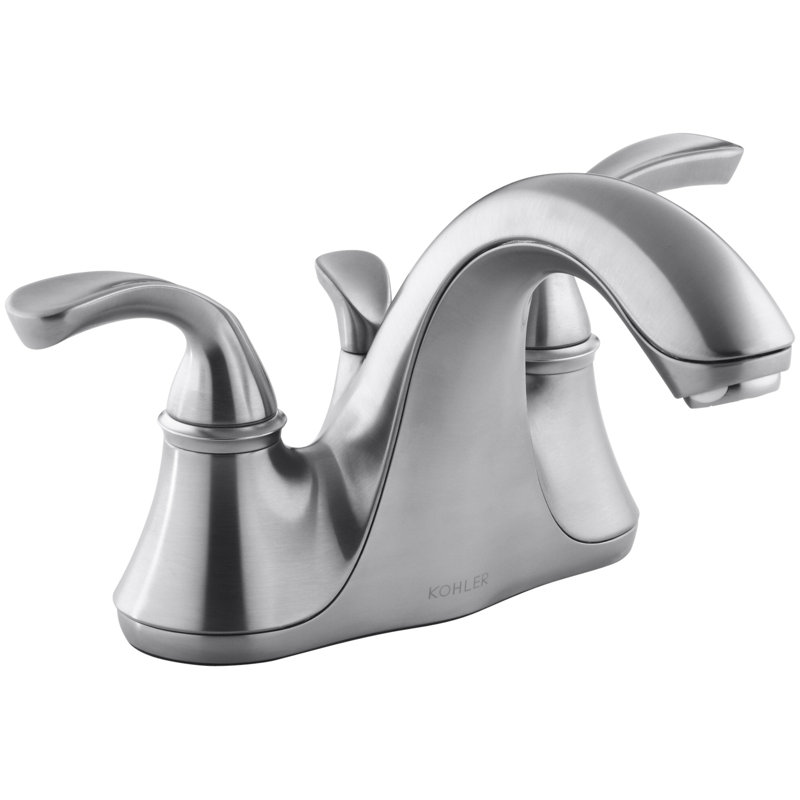 Robinet de salle de bain central à 4 poignées 4 pouces avec ensemble de bonde Forté, 1,2 gallon par minute, Chrome brossé