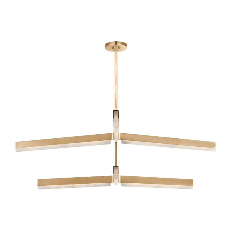 Linea LED Chandelier, Hand Rubbed Antique Brass