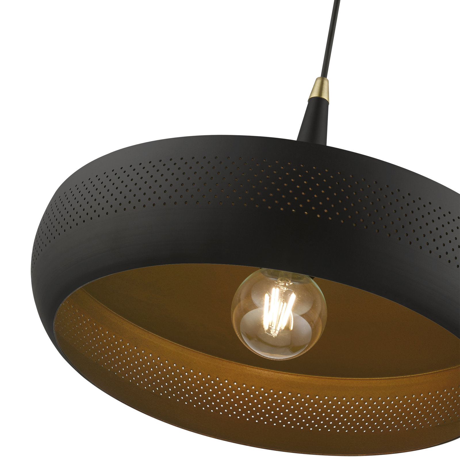 Charon Single Light Metal Dimmable Pendant, Black, Black/Gold