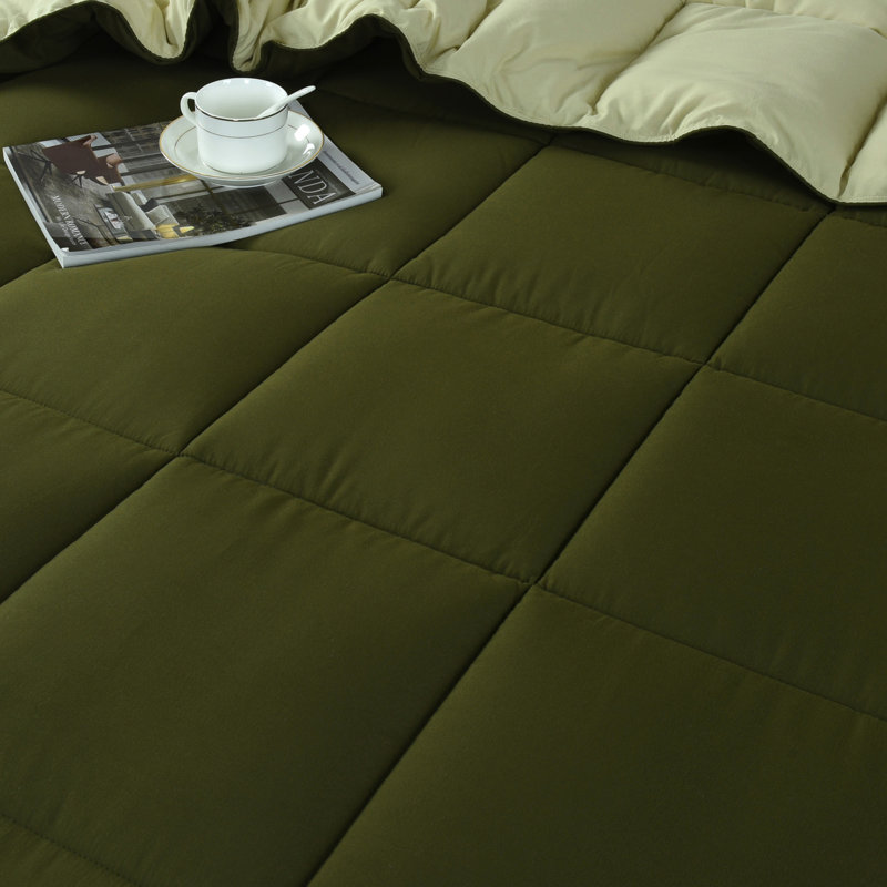 All Season Reversible Down Alternative Comforter Set with Shams - Breathable, Soft, Fluffy, King Comforter + 2 King Shams