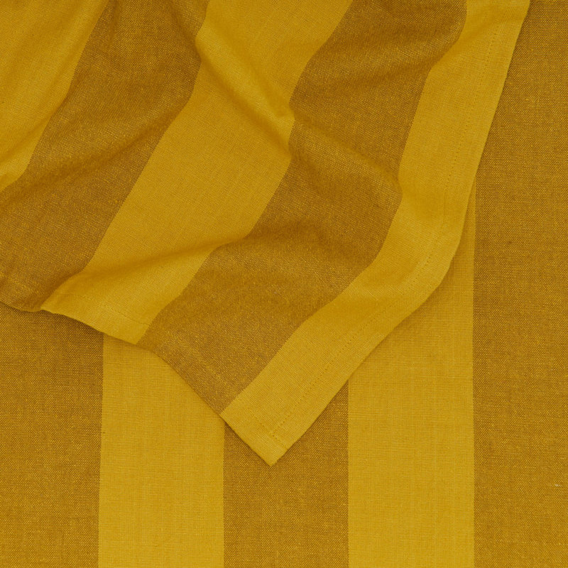 Mustard and Bronze Striped Rectangular Fabric Tablecloth