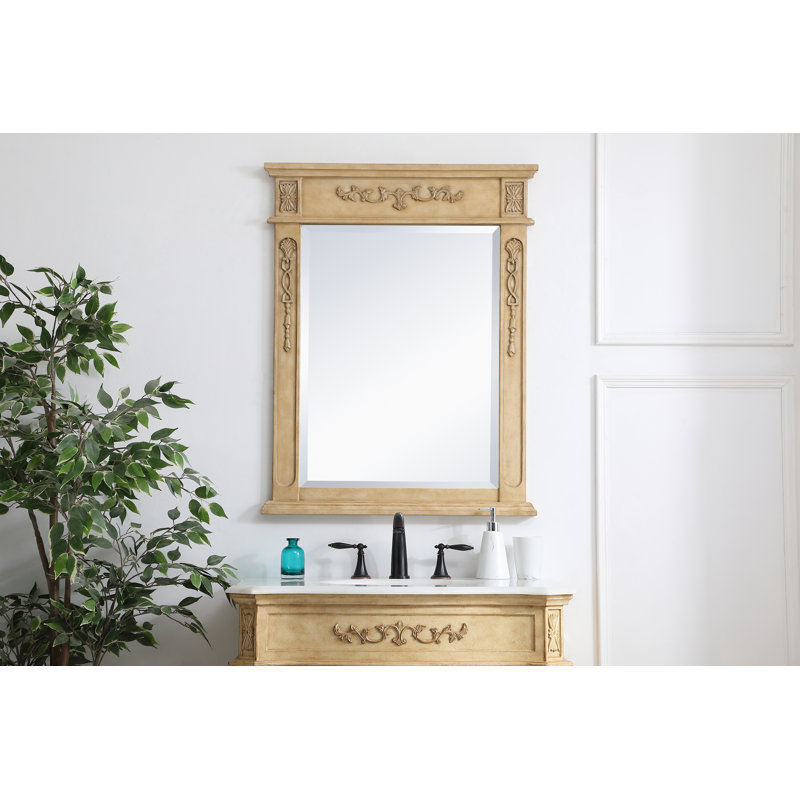 Miroir de salle de bain/meuble-lavabo traditionnel Nai, Beige antique, 36 po x 28 po