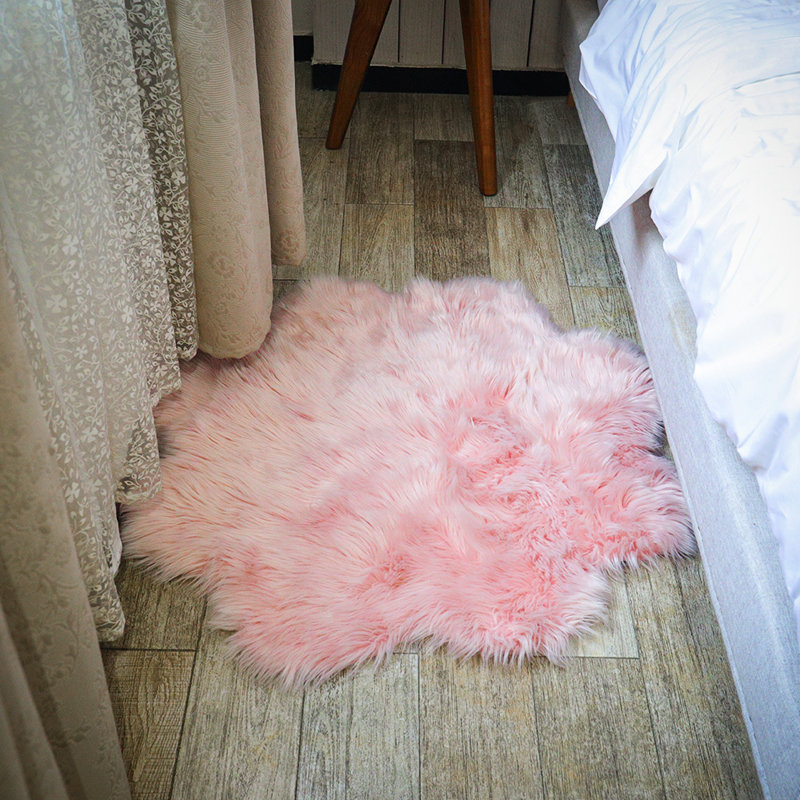 Solid Colour Faux Sheepskin 90cm X 90cm Area Rug