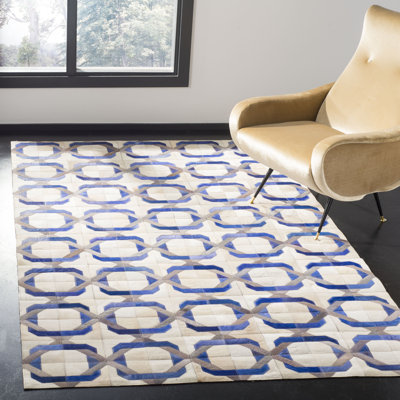 Cartwright Handwoven Ivory/Blue Area Rug