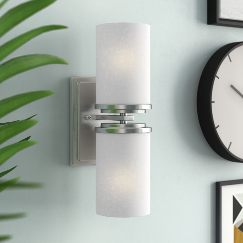 Konen Armed Sconce, Brushed Nickel, Satin Opal