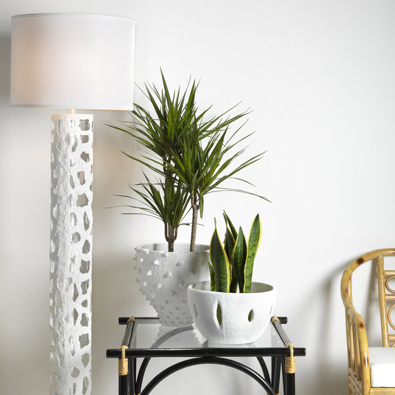 White Ceramic Decorative Table Vase with Spiked Design