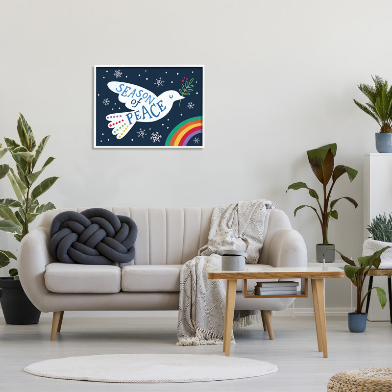 «Season of Peace Expression White Dove Over Rainbow» par Nina Seven - impression sur toile, H 30 po x l 24 po