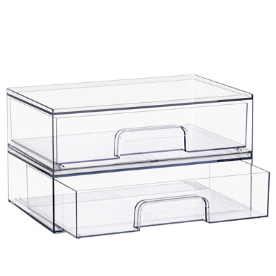 Sorbus Wide Stackable Acrylic Storage Drawers, Clear Plastic Organizer Bins for Baby Bottles, Makeup, Bathroom, Vanity & Kitchen Countertop Organizati
