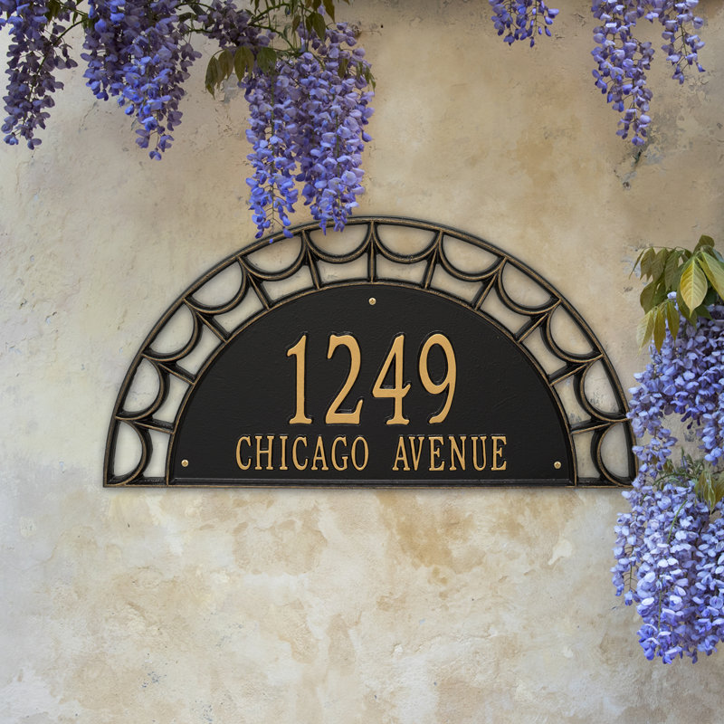 Signature Series 2-Line Wall Address Plaque, Black, Gold, Yes