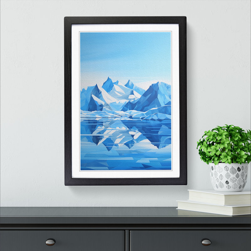 Glacier Geometric - Framed Print, 64cm H x 46cm W x 2cm D, Black