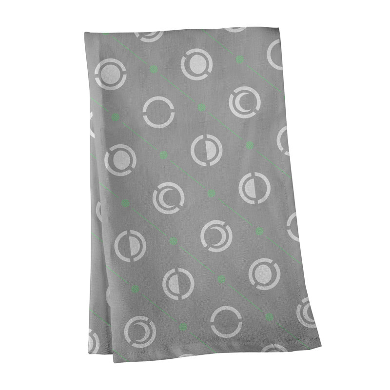 Torchon Moon phases, Gris / vert alien, Polyester sergé