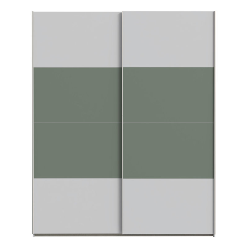 Rajuddin Manufactured Wood Wardrobe, White/Sage Green, 210.5cm H x 170.3cm W x 61.2cm D