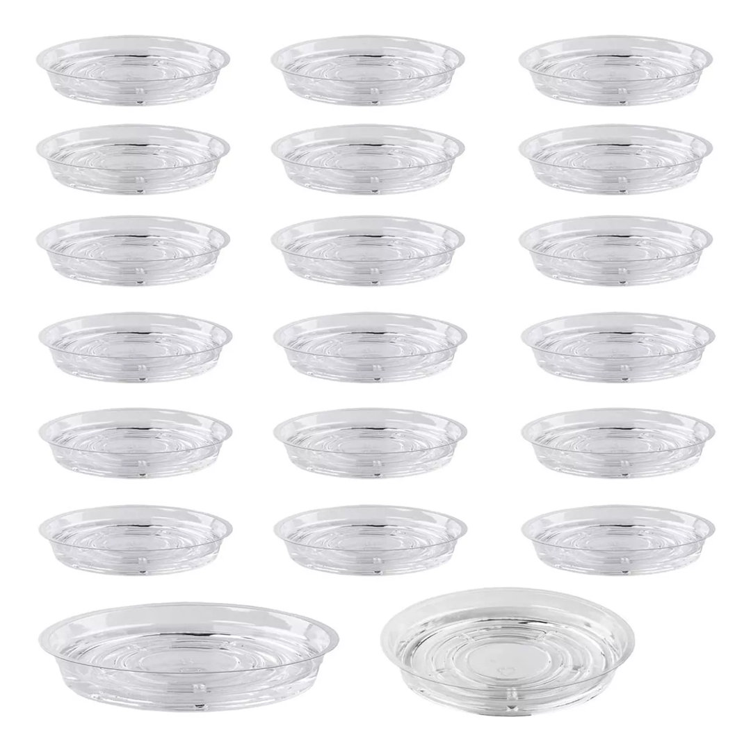 20pcs Plant Saucer Clear Plastic Drip Trays Plate Dish 6" Plant Pot Arlmont & Co. 