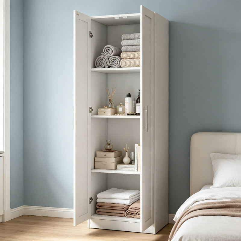 Armoire haute haute avec 2 portes et tablettes pour le rangement de la chambre à coucher
