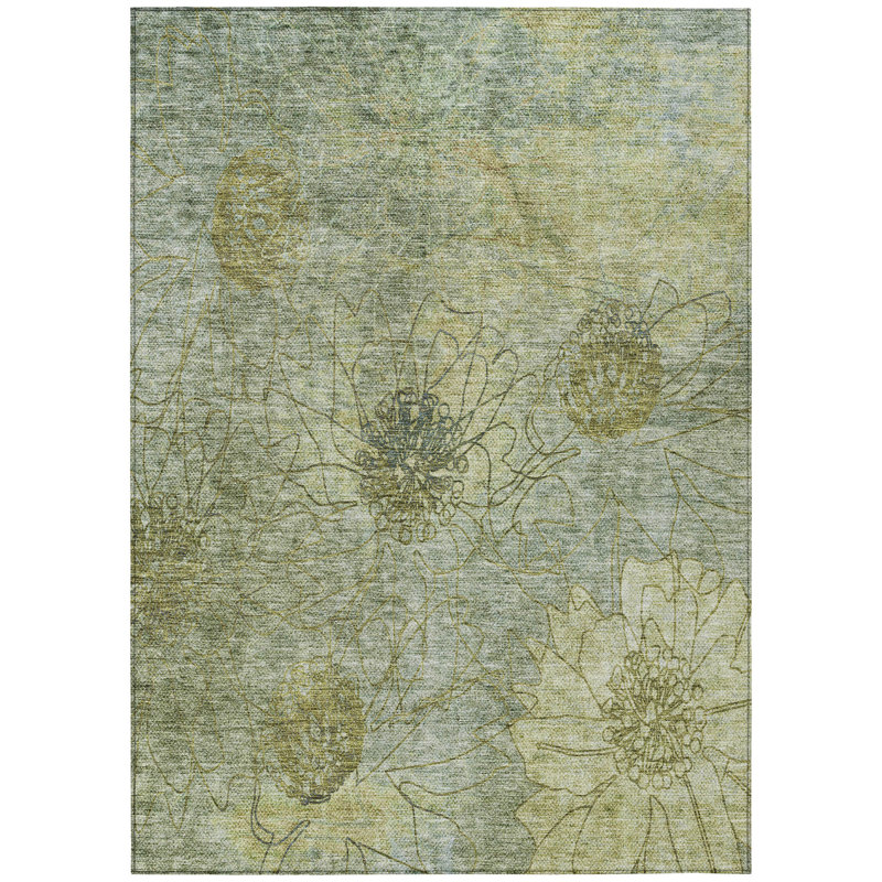 Machine Washable Indoor/Outdoor Layton ACN2235 Floral Rug, Rectangle 8' x 10'