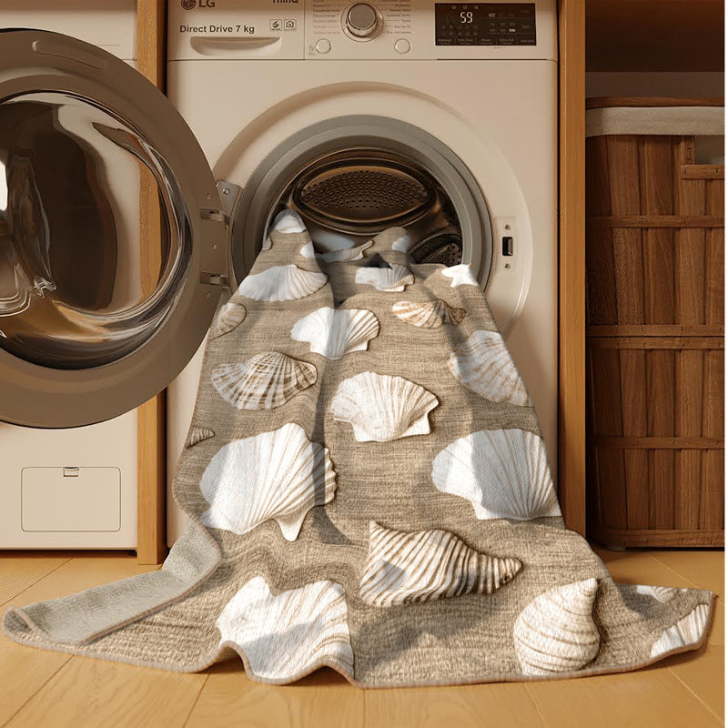  Tapis bord de mer lavable Conch Collection, Square 3'