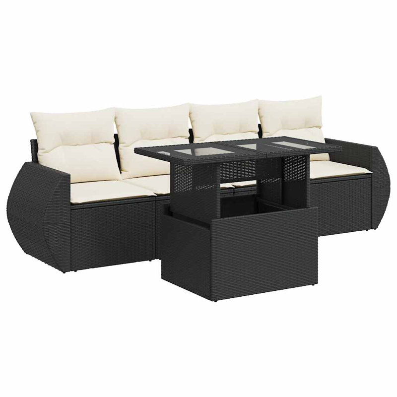 Vidaxl Garden Sofa Set Black, Cream White