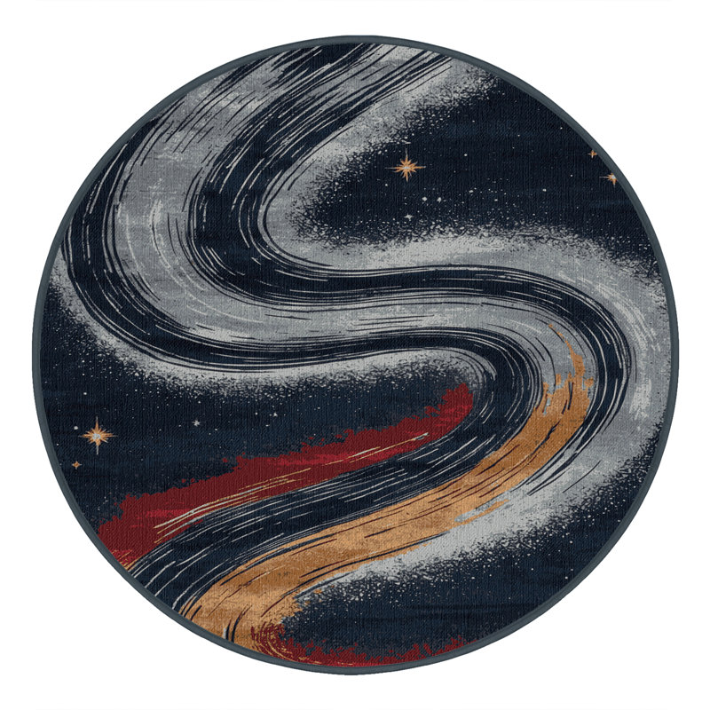 Tapis gris lavable à la machine, Rond 3 pi