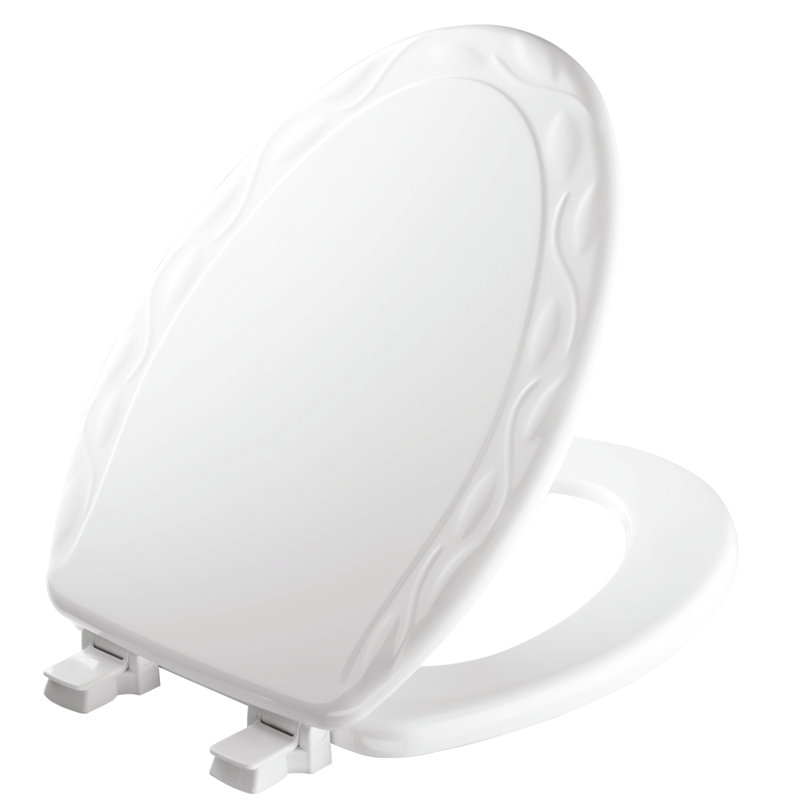 Ivy Sculptured Toilet Seat, Easily Removes for Cleaning, Hinges Never Loosen, Elongated, White