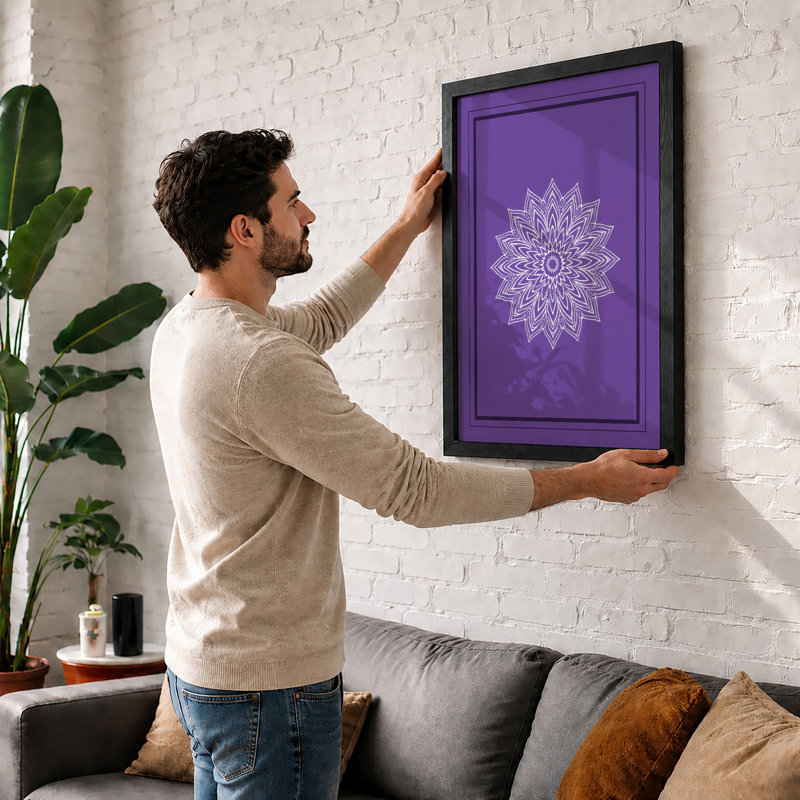 Mandala In Purple Geometric - Print, Unframed, A1 - 84.1 x 59.4 cm