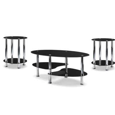 Ratley 3 - Piece Glass Top Living Room Table Set