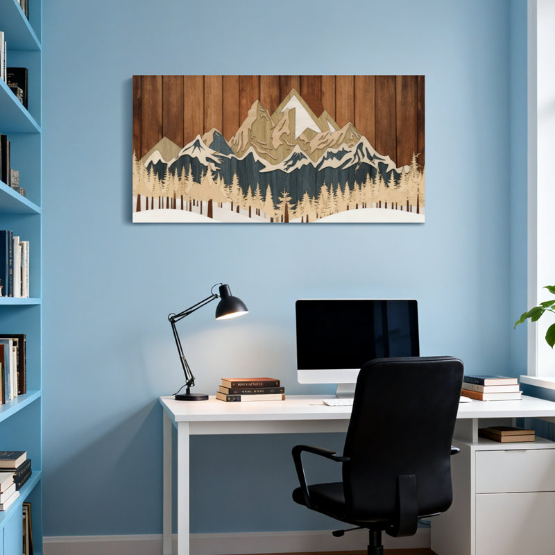 Paysage et nature, chaîne de montagnes, neige, paysage d'hiver, reproduction d'art, H 28 po x l 58 po