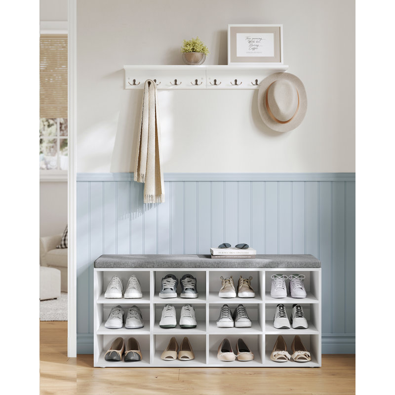 12 Pair Shoe Storage Bench, White