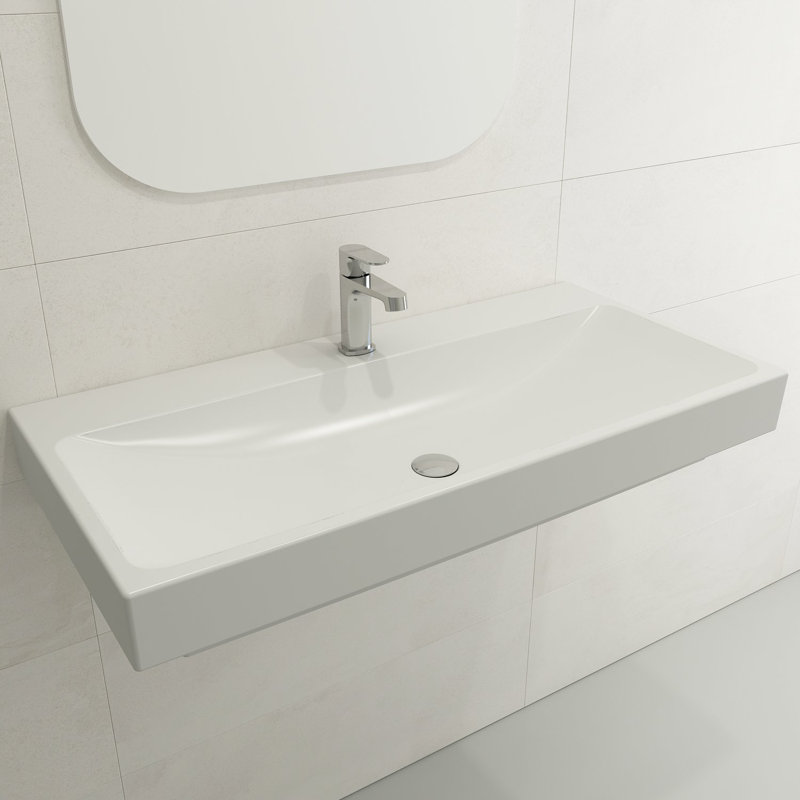 Scala Arch 39.76'' L Bathroom Sink, Matte White, Single-Hole