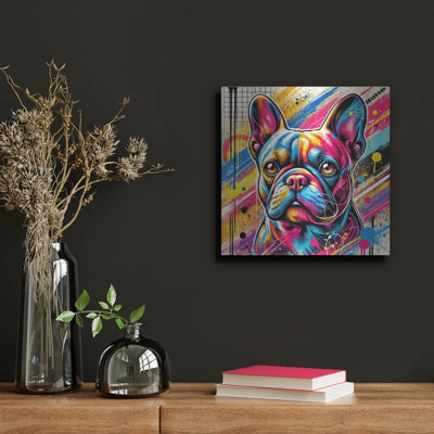 «French Bulldog - Abstract» par Rey Klimt, art mural en métal