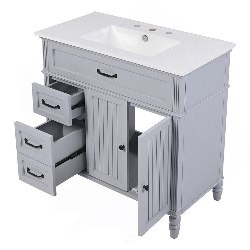 Meuble-lavabo 36 po avec lavabo, Gris