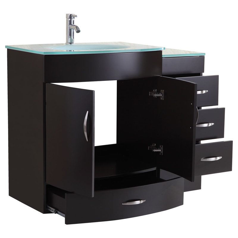 Ensemble de meuble-lavabo de salle de bain double 72 po avec miroir modern Marguez, Noir
