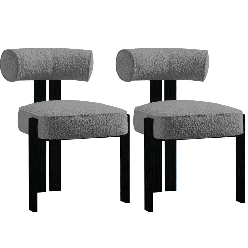 Ensemble de 2 chaises de salle à manger Modern Boucle avec dossier incurvé ergonomique en mousse à haute résilience et pieds en bois d'hévéa robustes