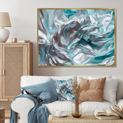 Silver Blue Dancing Colors - Abstract Marble Canvas Print
