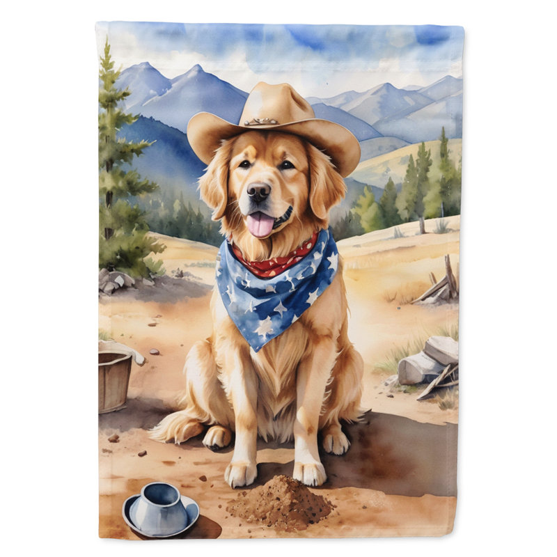 Drapeau Cowboy Welcome Garden, Golden retriever