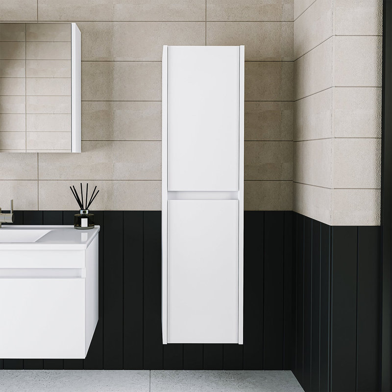 Ruarie Tall Bathroom Towel Storage Cabinet, White