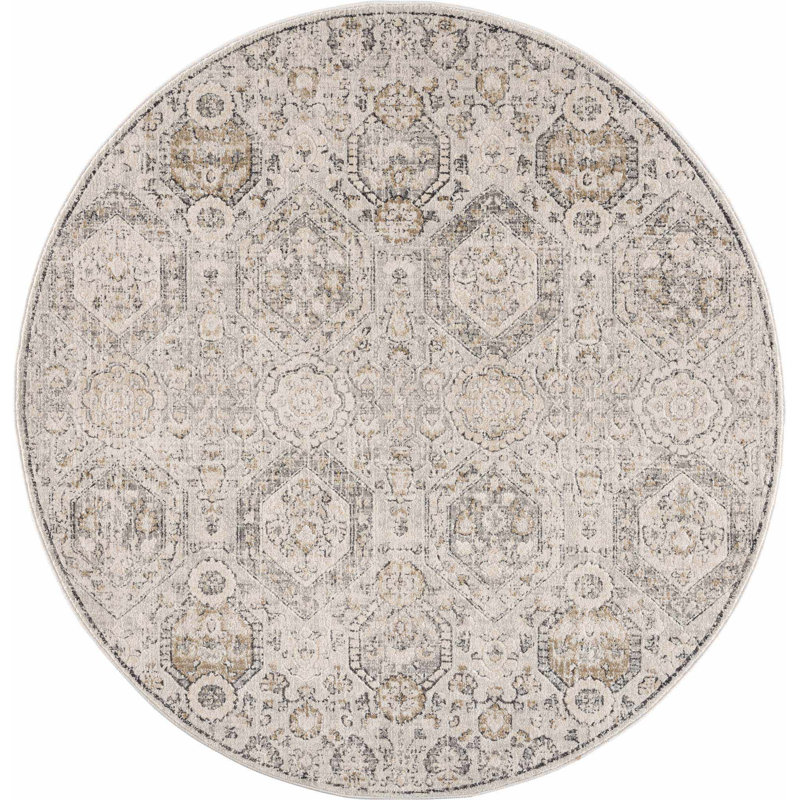 Tapis brun clair / ivoire Peek, Rond 5 pi