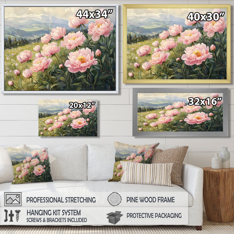 Gignilliat pivoines dans les hautes prairies I - pivoines, art mural, Reproduction encadrée d'une seule photo, Blanc