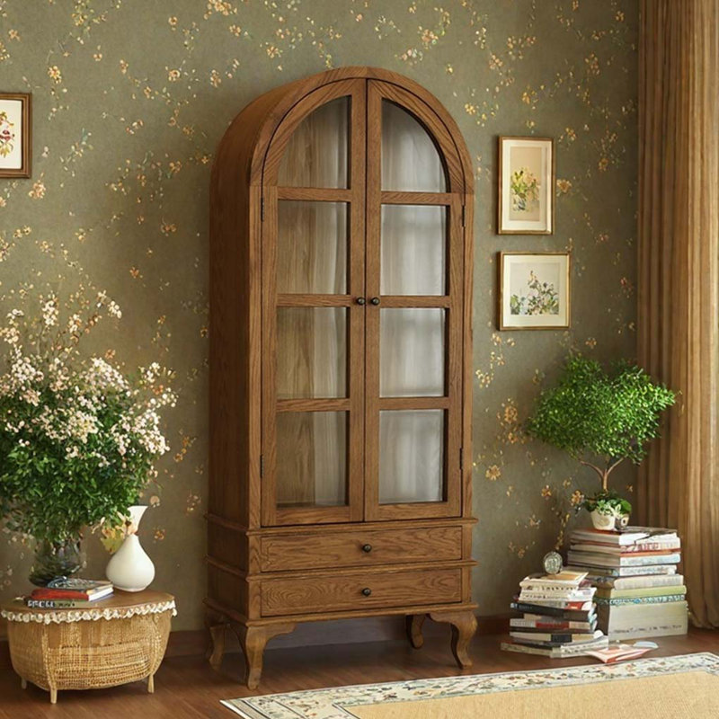 Solid Wood Arched Display Cabinet China Cabinet