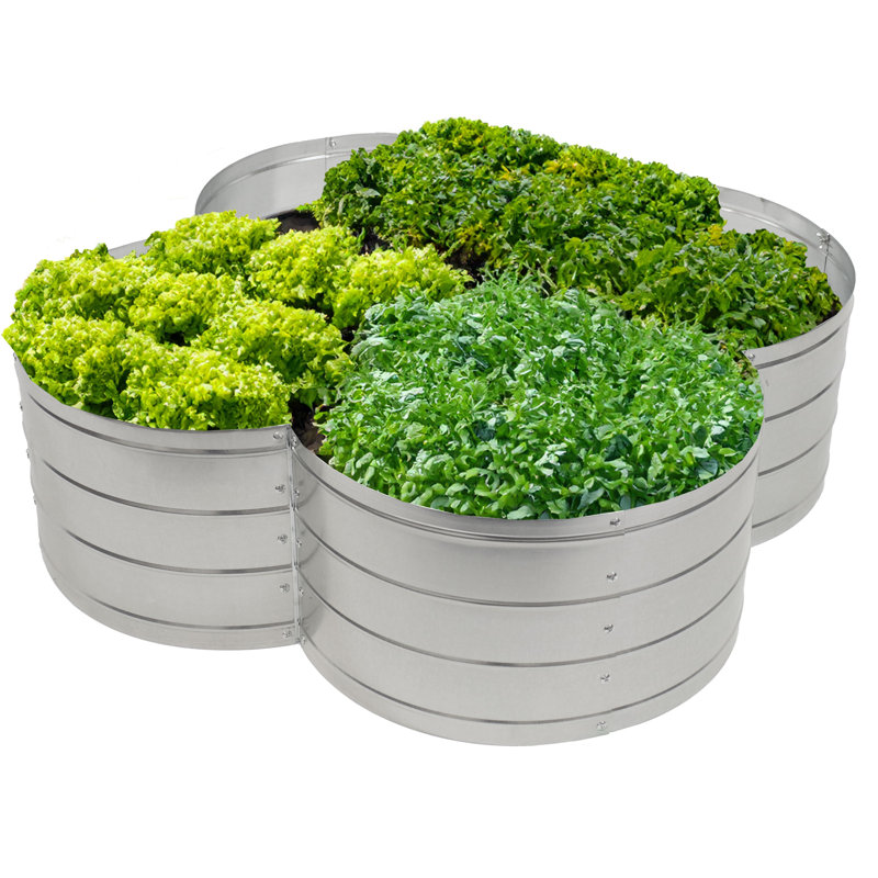 Silver Galvanized Steel 4-Leaf Clover Raised Garden Bed