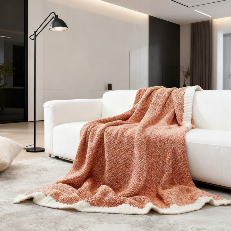 Jeté en tricot réversible, microfibre ultra douce et légère, peluche chaude et confortable pour le canapé, le lit et les voyages, lavable à la machine