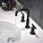 Matte Black 3 Mount Bathroom Tap With Maintenance-Easy Core & Brass 8.8" High Sink Faucet Ceramic Disc Valve 1/2" Connection