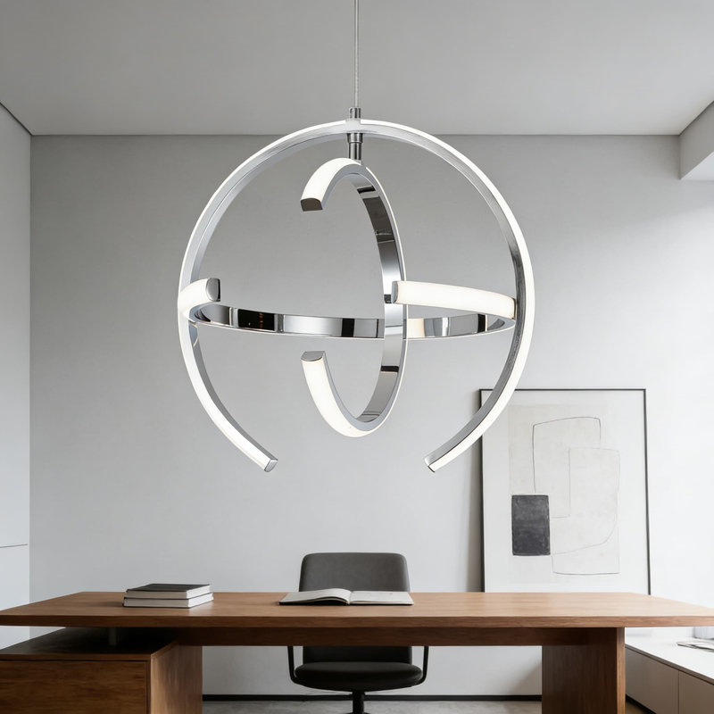 Luminaire suspendu moderne à DEL réglable avec télécommande, lustre sphérique à intensité variable pour salle à manger, îlot de cuisine, salon et entrée