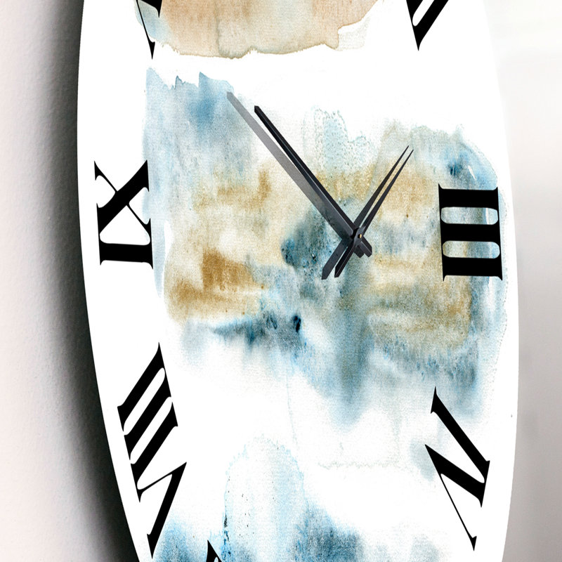 Abstrait de nuages bleu foncé III - horloge murale moderne, Petit